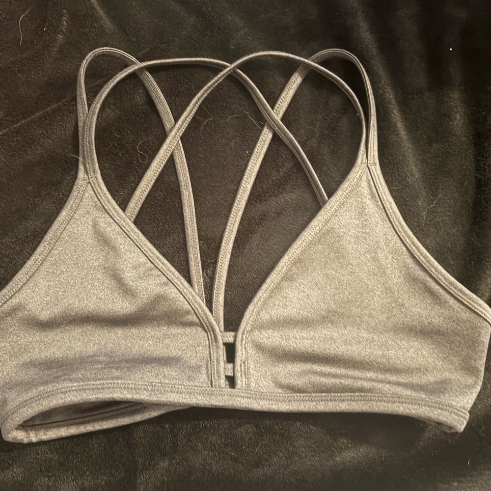 Strappy Gray Sports Bra